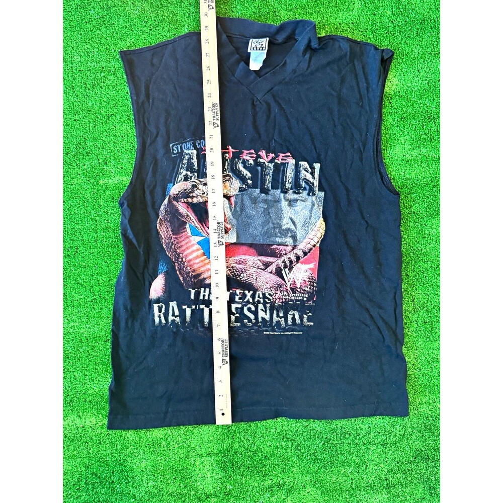 Savvy Stone Cold Steve Austin WWE Texas Rattlesnake Sleeveless V-Neck Tee L